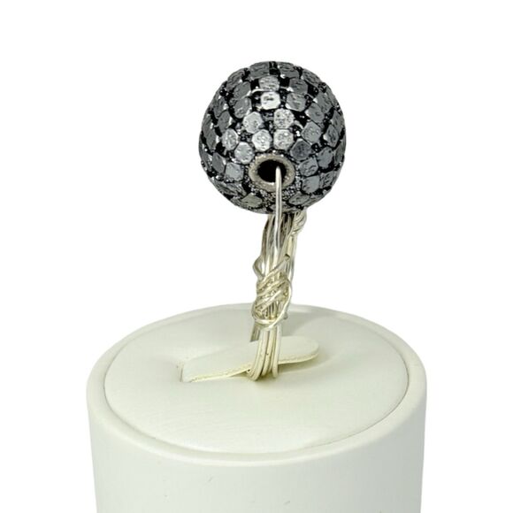 Silver Disco Ball Spinner Statement Ring Sz 12.5 Trendy Artesian Cocktail Fidget - Picture 4 of 13